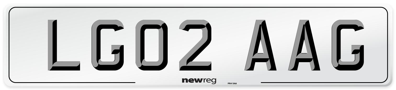 LG02 AAG Number Plate from New Reg